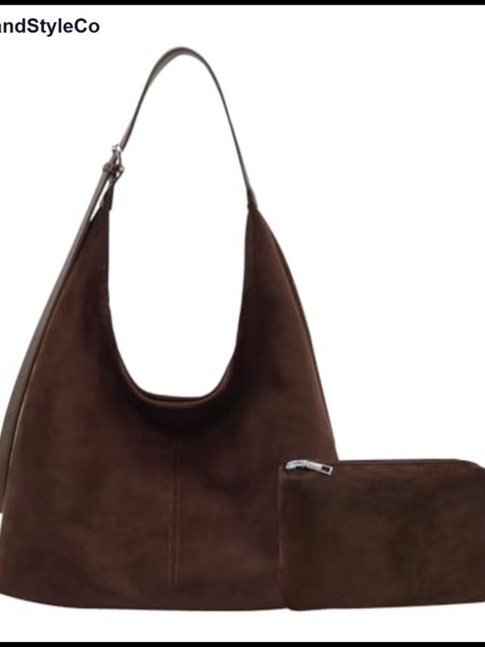 Suede Hobo Bag Retro Slouchy Shoulder Crossbody Tote with Pouch